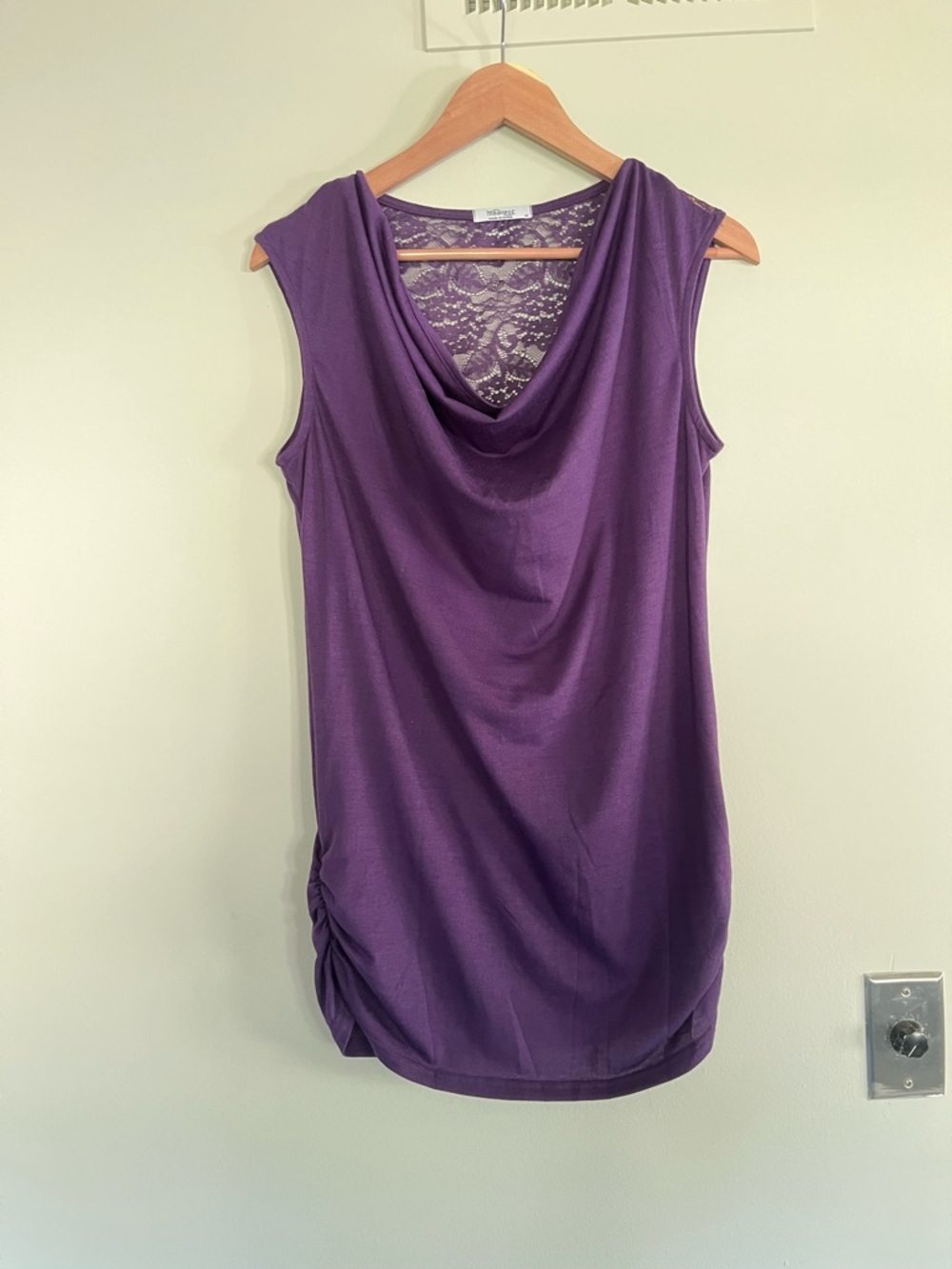 Purple Sleeveless Cowl Neck Women's Top with Lace Back